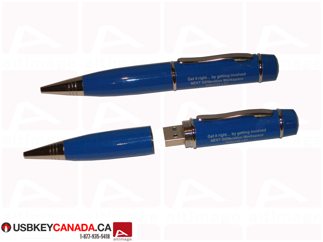 Custom blue pen usb key