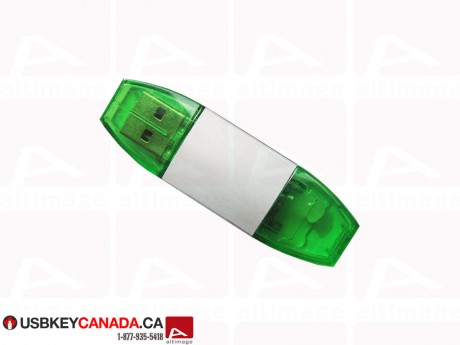 Custom white Flash Drive with green cap