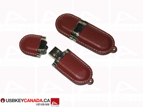 Custom red leather Flash Drive