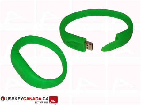 Custom green rubber bracelet Flash Drive